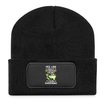 Garten Gartenarbeit Pflanzen - Recycelte Patch Beanie - Schwarz - Vorne