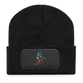 Joueur de flûte Retrowave - Beanie recyclé à patch - noir - Devant