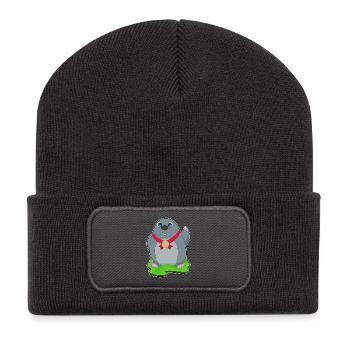 Médaille de la taupe - Beanie recyclé à patch - charbon - Devant