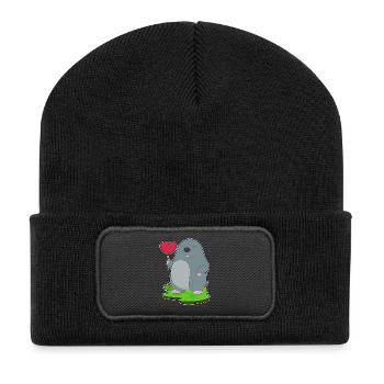 Ballon Taupe - Beanie recyclé à patch - noir - Devant
