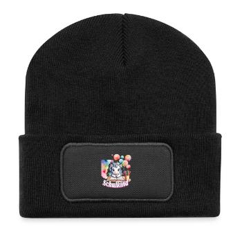 Schulkind Unicorn Buntballons - Recycelte Patch Beanie - Schwarz - Vorne