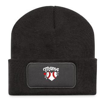 Baseball Mama Baseballspieler - Recycelte Patch Beanie - Dunkelgrau - Vorne