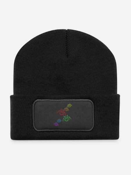 Flerdemäuse Halloween Regenbogen Fledermaus LGBT - Recycelte Patch Beanie - Schwarz