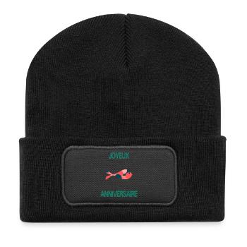 HAPPY BIRTHDAY. HAPPY BIRTHDAY. ANNIVERSARY. - Recycled Patch Beanie - black - Front