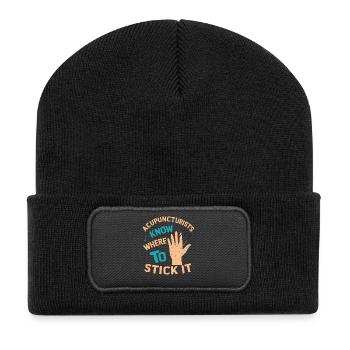 Acupuncture - Beanie recyclé à patch - noir - Devant