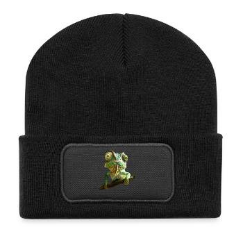 Caméléon, Lézard, Reptile, Iguane, Lézard, Caméléons - Beanie recyclé à patch - noir - Devant