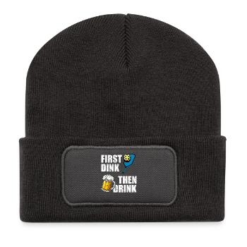 D’abord Dink puis buvez de la bière de pickleball Lustiges - Beanie recyclé à patch - charbon - Devant
