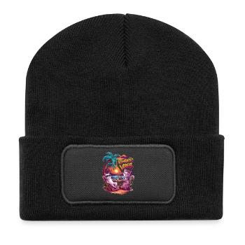 Chats romantiques au coucher du soleil - Beanie recyclé à patch - noir - Devant
