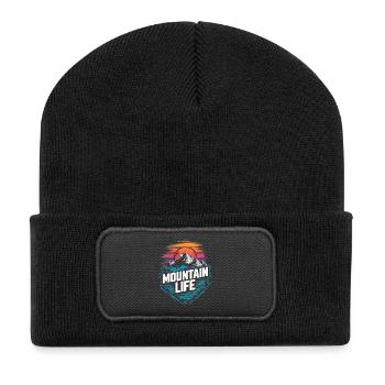 Energetic Mountains and Sunset - Recycled Patch Beanie - black - Front