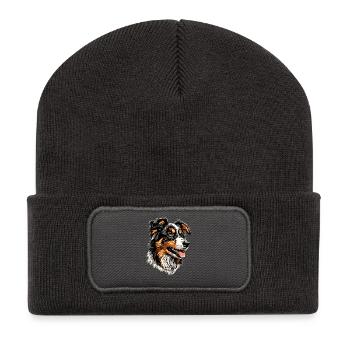 Berger australien chien amoureux Mignon Aussie - Beanie recyclé à patch - charbon - Devant