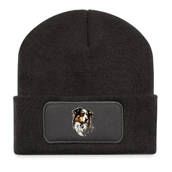 Berger australien chien amoureux Mignon Aussie - Beanie recyclé à patch - charbon - Devant