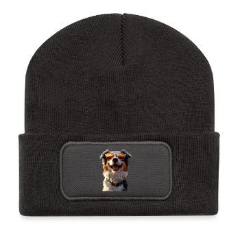 Berger australien chien amoureux Mignon Aussie - Beanie recyclé à patch - charbon - Devant