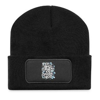 Ich zahle Steuern! ich spende nicht. - Recycelte Patch Beanie - Schwarz - Vorne