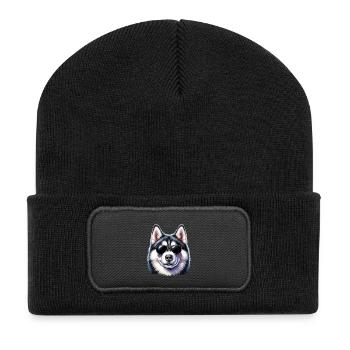 Cool husky with sunglasses - Recycled Patch Beanie - black - Front