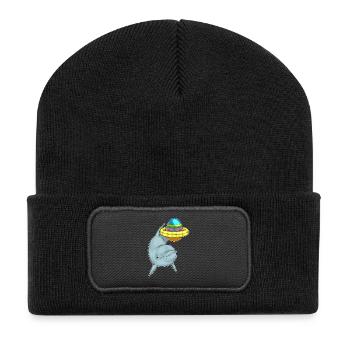 Dolphin Easter Swimming - Recycled Patch Beanie - black - Front