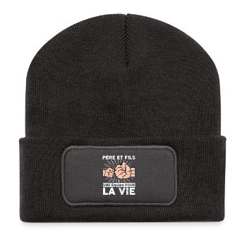 Father and son, a team for life - Recycled Patch Beanie - dark grey - Front