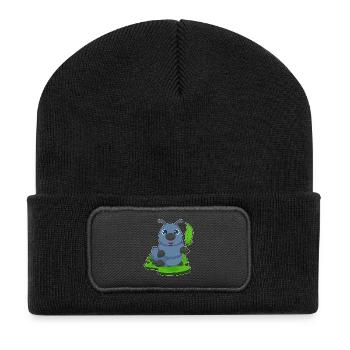 Raupe Blatt - Recycelte Patch Beanie - Schwarz - Vorne