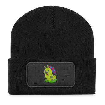 Raupe Regenschirm - Recycelte Patch Beanie - Schwarz - Vorne