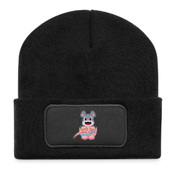 Mouse Easter Easter Egg - Recycled Patch Beanie - black - Front