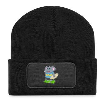 Elephant Surfing Surfboard Summer - Recycled Patch Beanie - black - Front