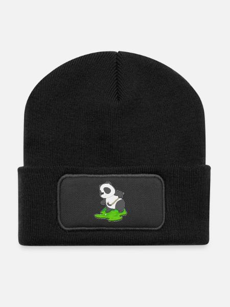 Panda Feldhockey Feldhockeyschläger - Recycelte Patch Beanie - Schwarz