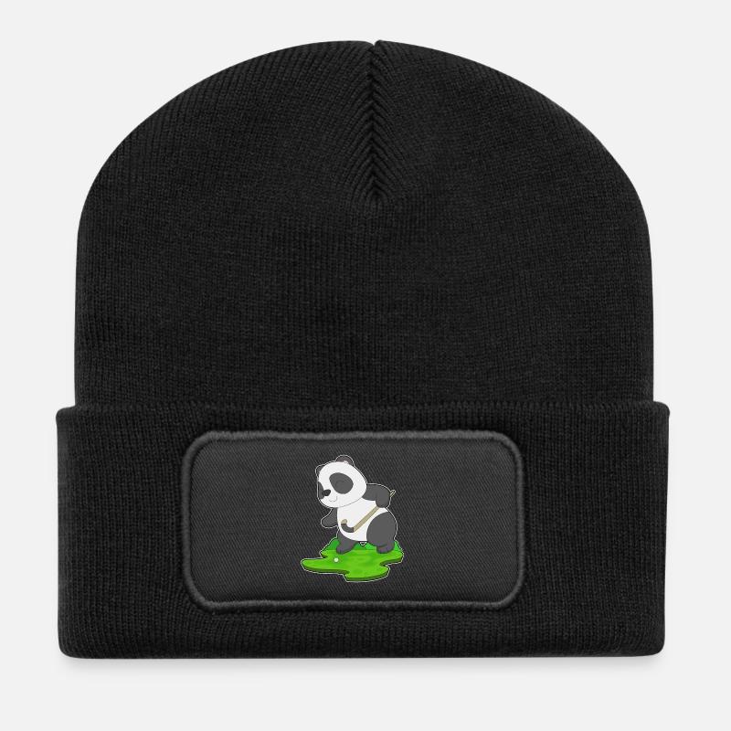 Panda Hockey Hockeyschläger - Recycelte Patch Beanie - Schwarz