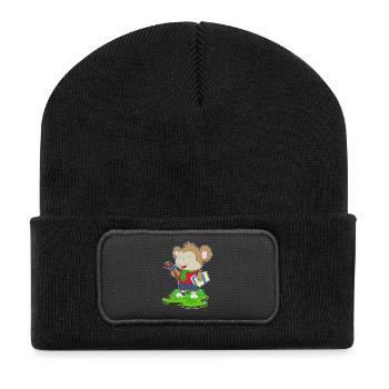 Affe Weihnachten Paket - Recycelte Patch Beanie - Schwarz - Vorne