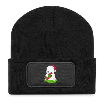 Chapeau de Noël Ours Polaire Noël - Beanie recyclé à patch - noir - Devant