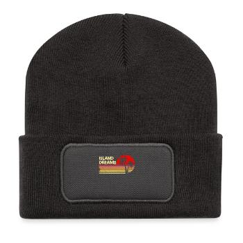 Inselträume Vintage Sonnenuntergang Palmen Retro T-Shirt - Recycelte Patch Beanie - Dunkelgrau - Vorne