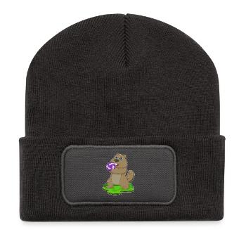 Biber Volleyballspieler Volleyball - Recycelte Patch Beanie - Dunkelgrau - Vorne