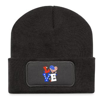 4. Juli USA Flagge - Recycelte Patch Beanie - Dunkelgrau - Vorne