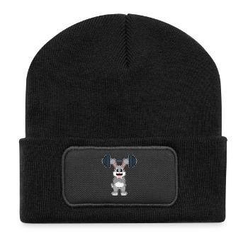Bunny Bodybuilder Barbell Bodybuilding - Recycled Patch Beanie - black - Front