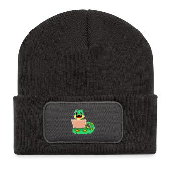 Ordinateur portable serpent - Beanie recyclé à patch - charbon - Devant