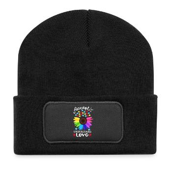Unterstützung zur Aufklärung über Autismus - Recycelte Patch Beanie - Schwarz - Vorne