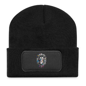 Lion Geometric Colors - Recycled Patch Beanie - black - Front