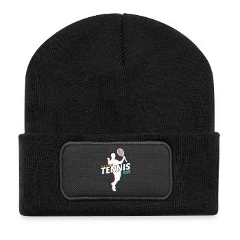 Tennis - Recycelte Patch Beanie - Schwarz - Vorne