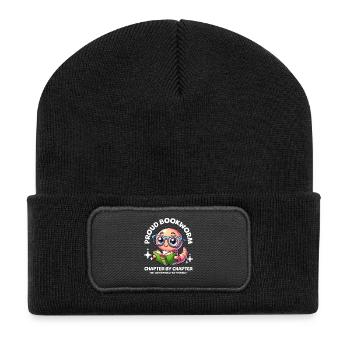 Fier, mignon rat de bibliothèque avec des lunettes livre de lecture - Beanie recyclé à patch - noir - Devant