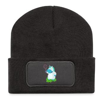 Raquettes de tennis licorne - Beanie recyclé à patch - charbon - Devant