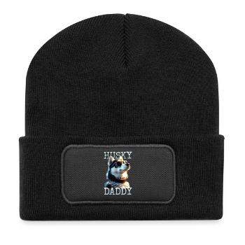 Husky Daddy Dad Vatertag Herrchen Papa Huskys - Recycelte Patch Beanie - Schwarz - Vorne