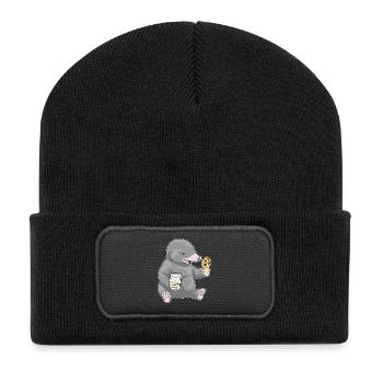 Maulwurf Milch Cookie - Recycelte Patch Beanie - Schwarz - Vorne