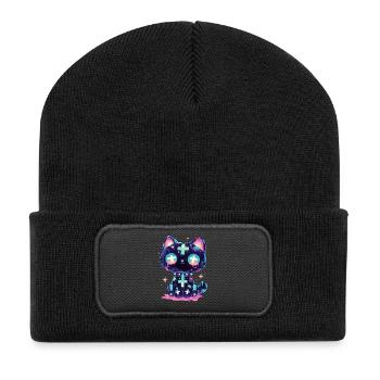 Goth Cat Doll Katze Gothic Puppe Grunge Geschenk - Recycelte Patch Beanie - Schwarz - Vorne