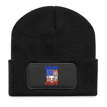 Drohnenpilot Drohne - Recycelte Patch Beanie - Schwarz - Vorne