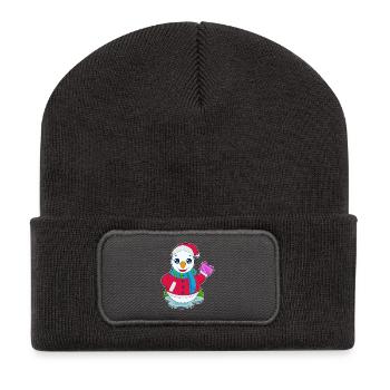 Bonhomme de neige Noël Hiver - Beanie recyclé à patch - charbon - Devant