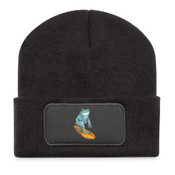 Frosch Surfen Surfbrett Sommer - Recycelte Patch Beanie - Dunkelgrau - Vorne