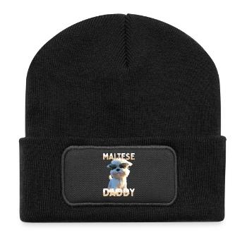 Maltese Daddy Papa Vatertag Dad Süßer Malteser - Recycelte Patch Beanie - Schwarz - Vorne