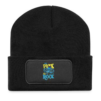 50% Punk 50% Rock - Recycelte Patch Beanie - Schwarz - Vorne