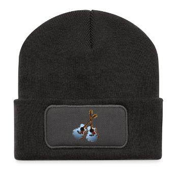 Musicien guitare - Beanie recyclé à patch - charbon - Devant