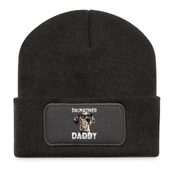 Dalmatiner Daddy Hunde Papa Vater Vatertag Dad - Recycelte Patch Beanie - Dunkelgrau - Vorne