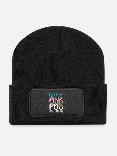 Blue or pink the poo still stinks - Recycelte Patch Beanie - Schwarz