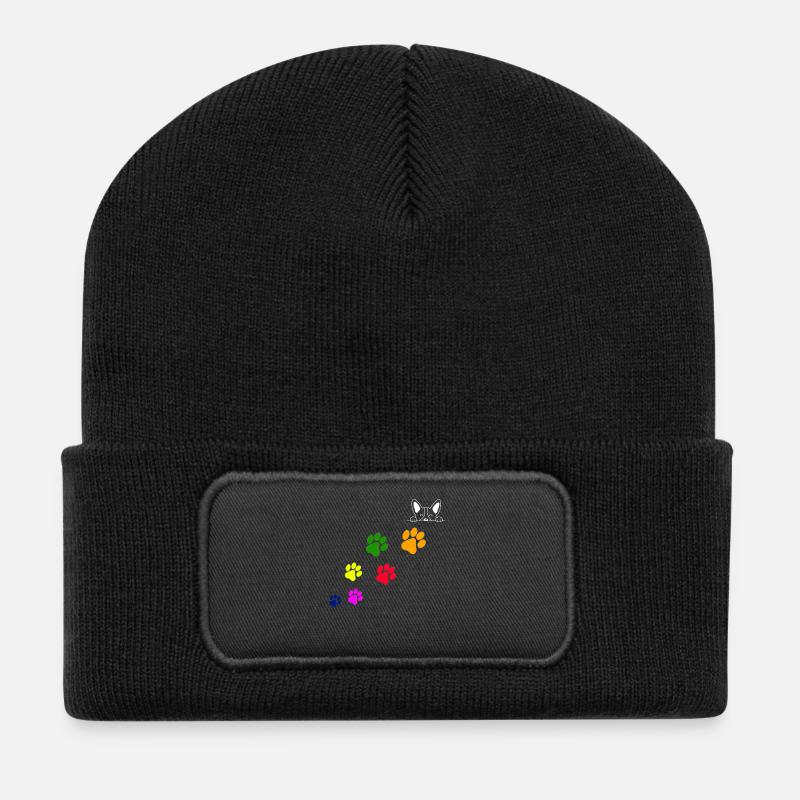 Hundepfoten-Abdrücke - Recycelte Patch Beanie - Schwarz